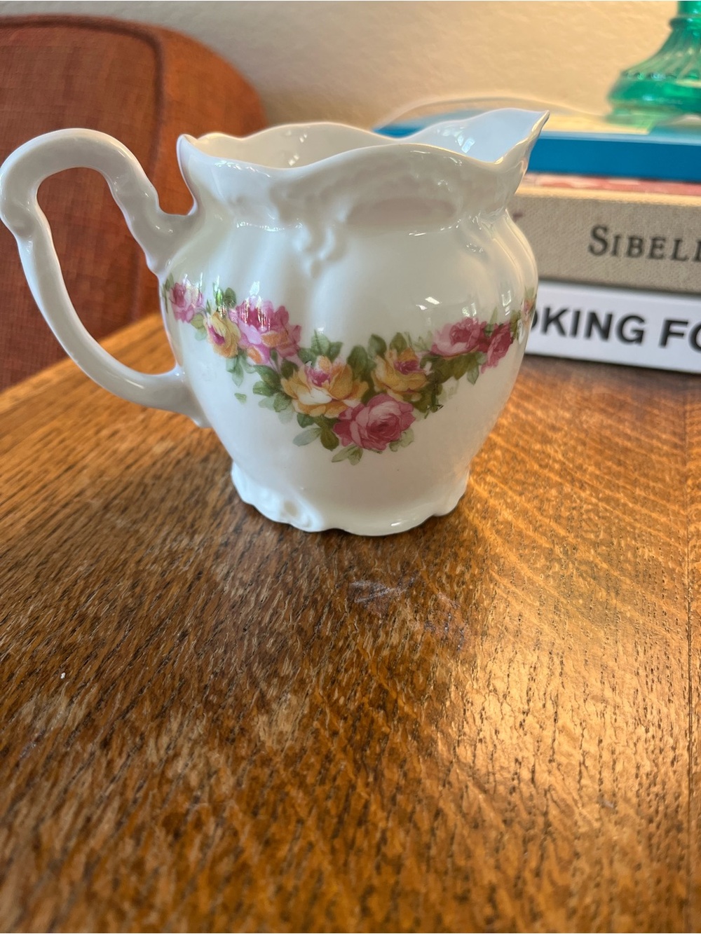 Vintage Floral Banded Creamer Roses Lovely!